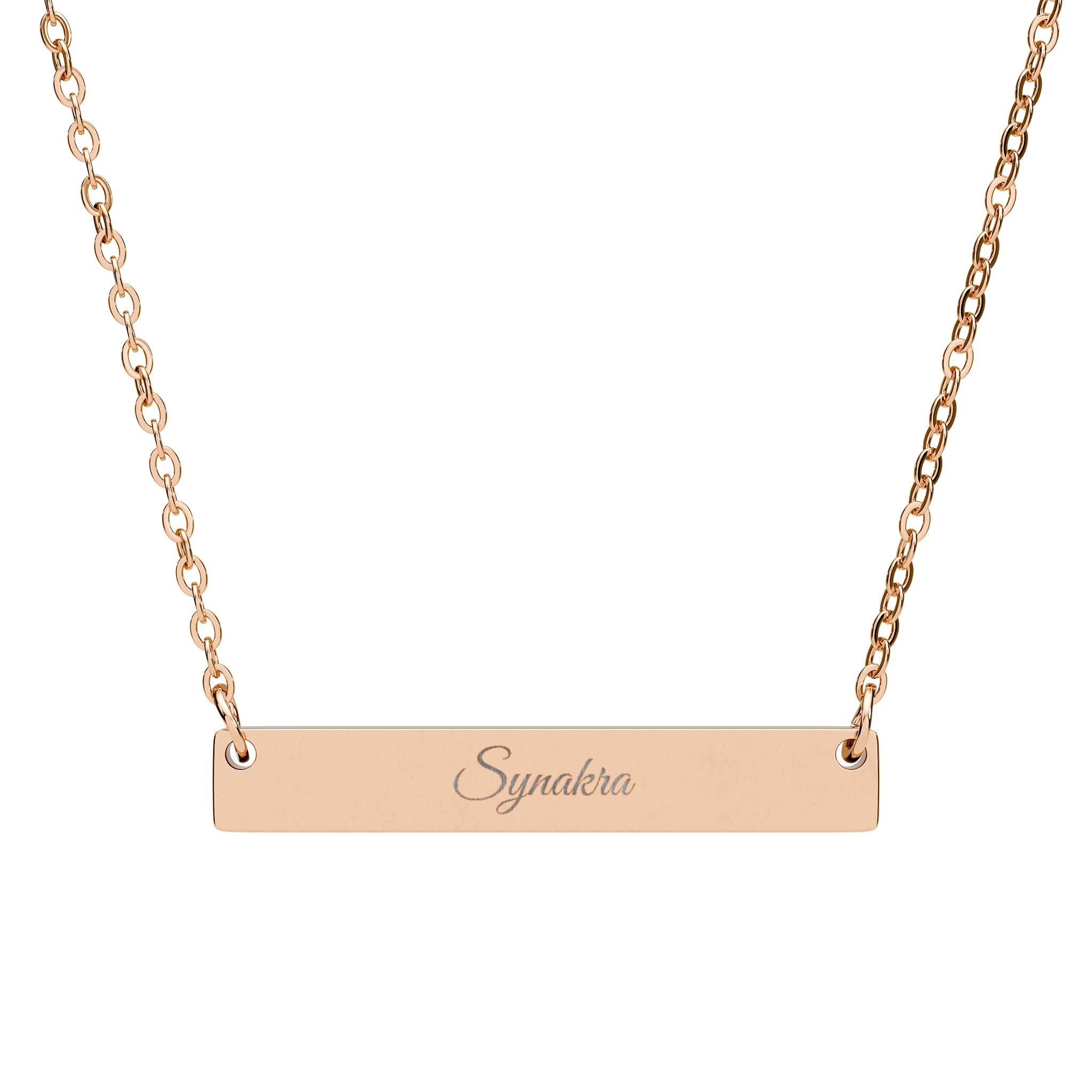 Synakra Engraved Horizontal Bar Necklace