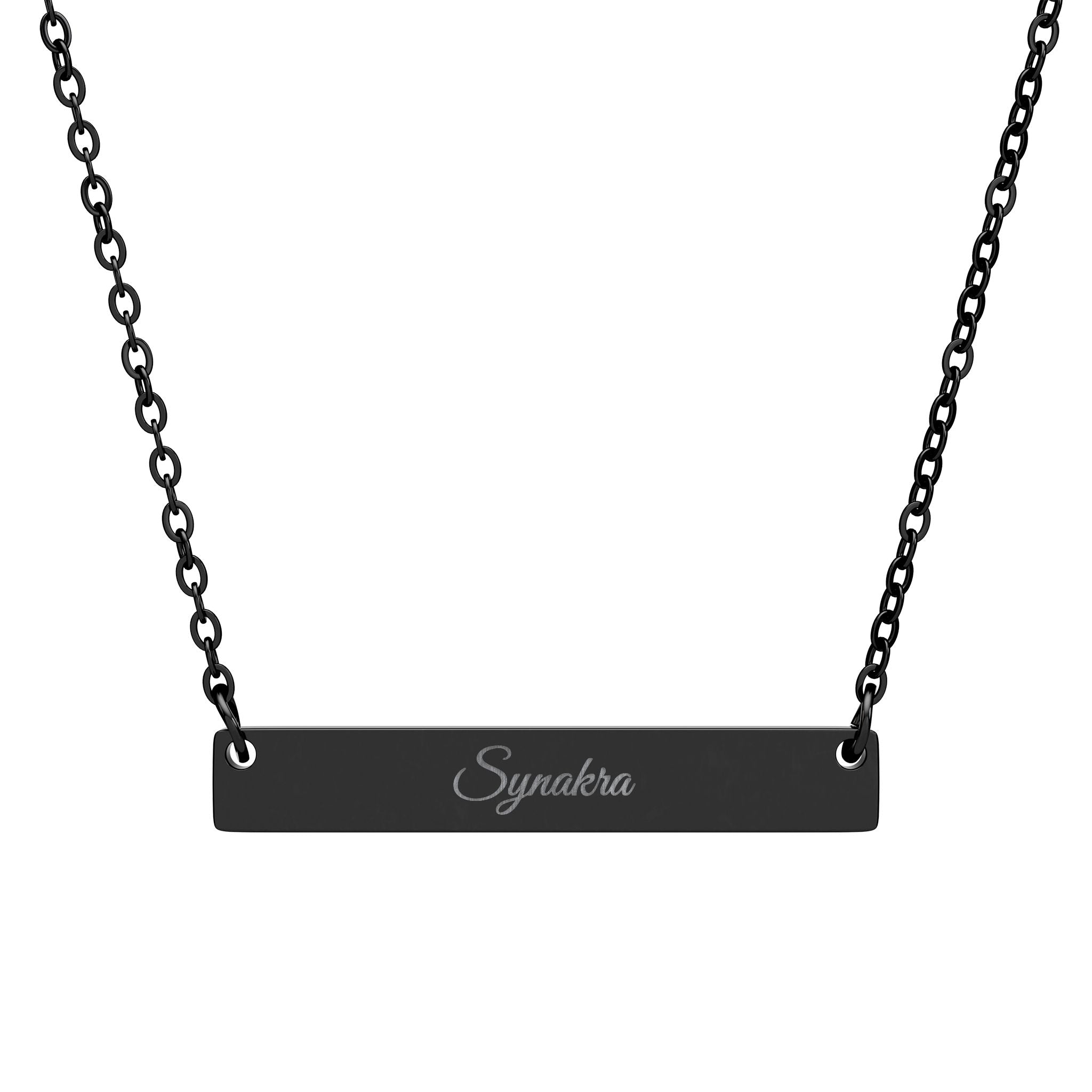 Synakra Engraved Horizontal Bar Necklace