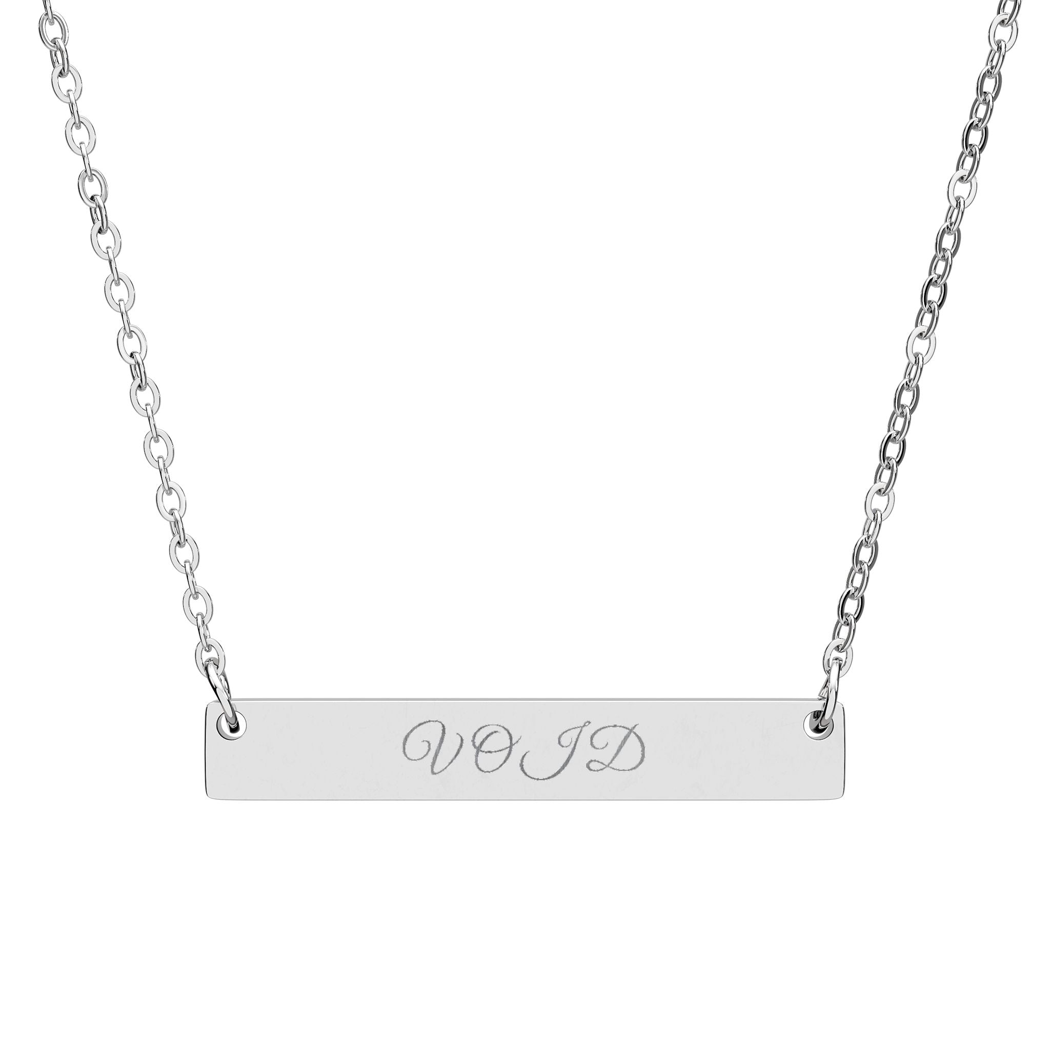 V O I D Engraved Horizontal Bar Necklace