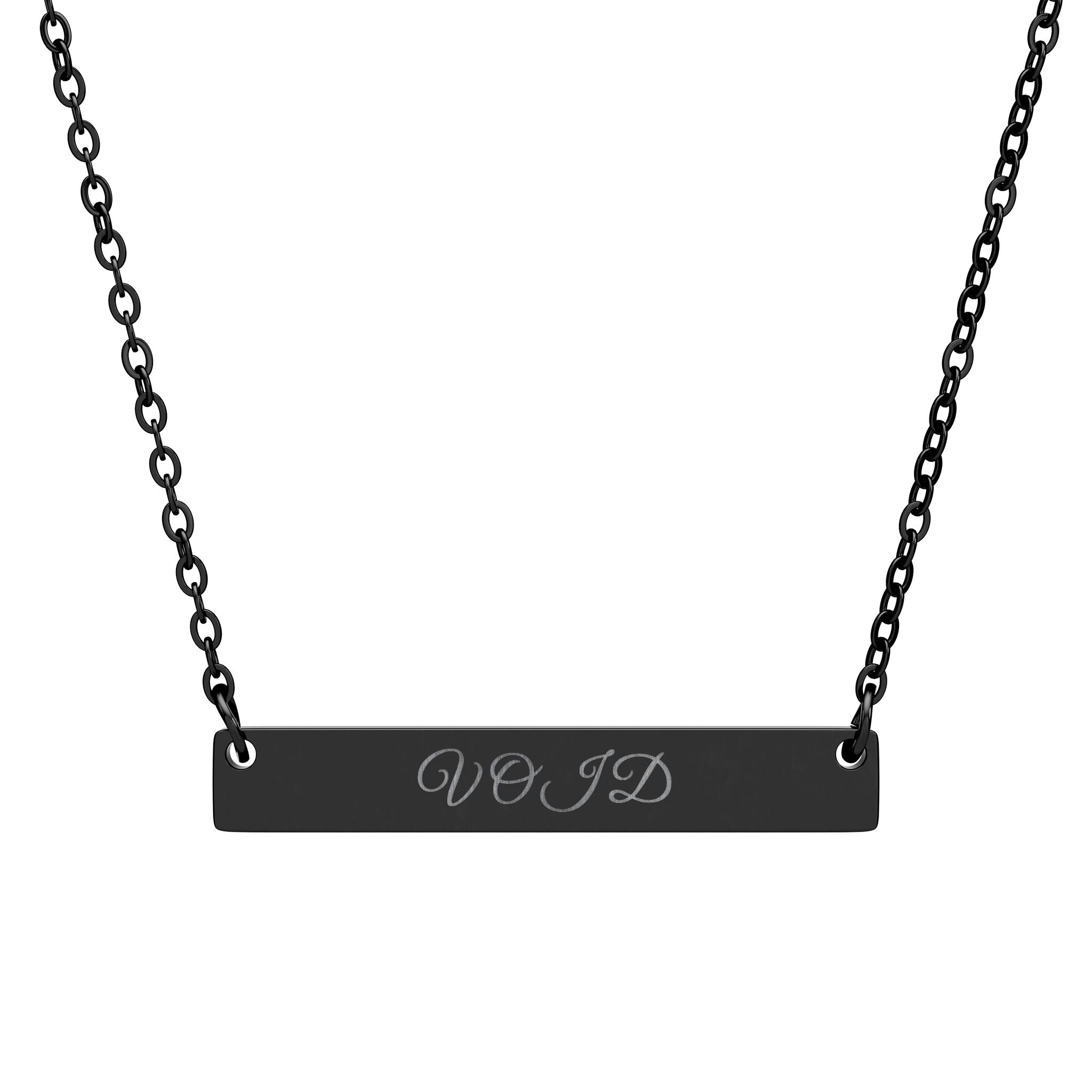 V O I D Engraved Horizontal Bar Necklace