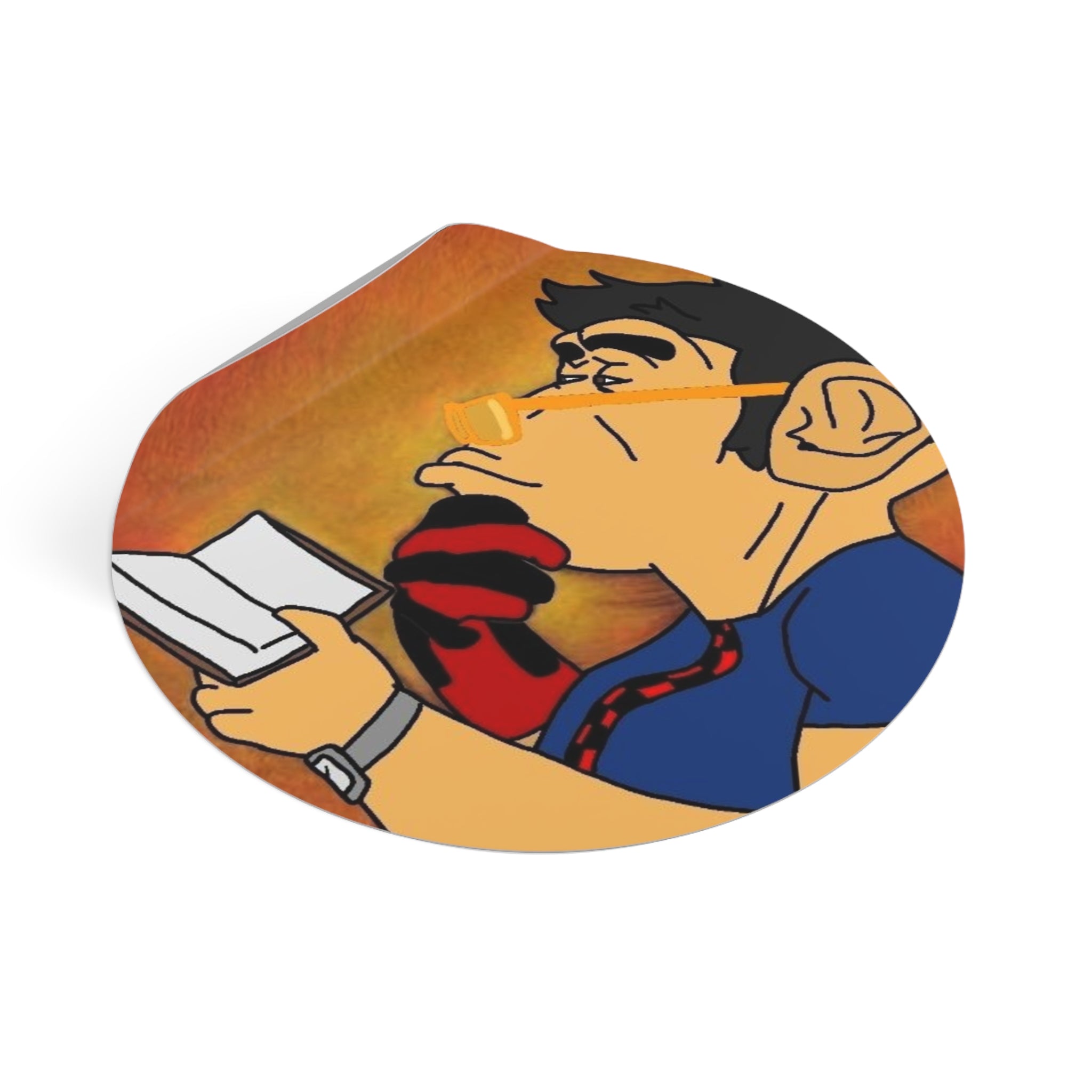 Jakecos Pondering | Round Vinyl Sticker | Designed by Happy