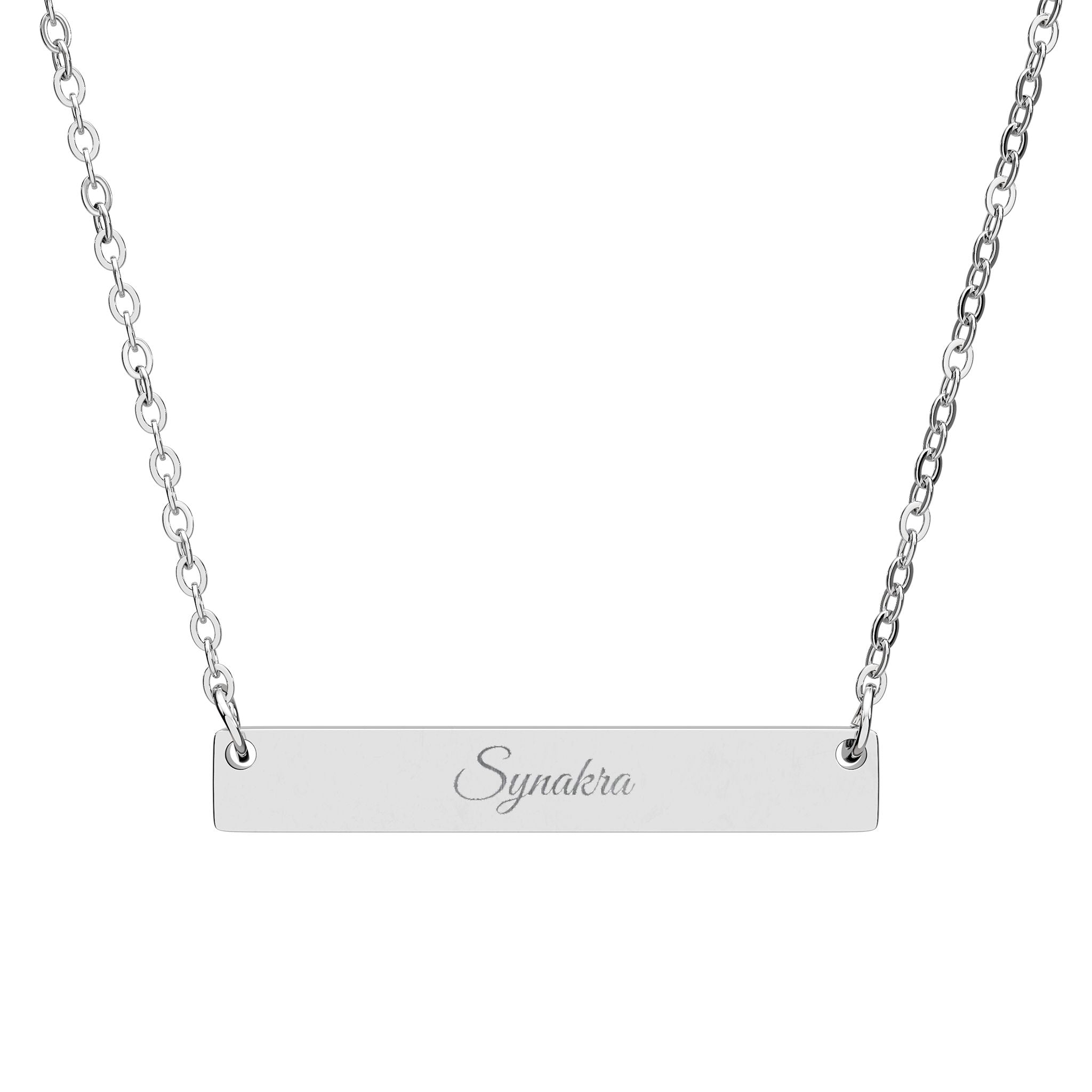 Synakra Engraved Horizontal Bar Necklace