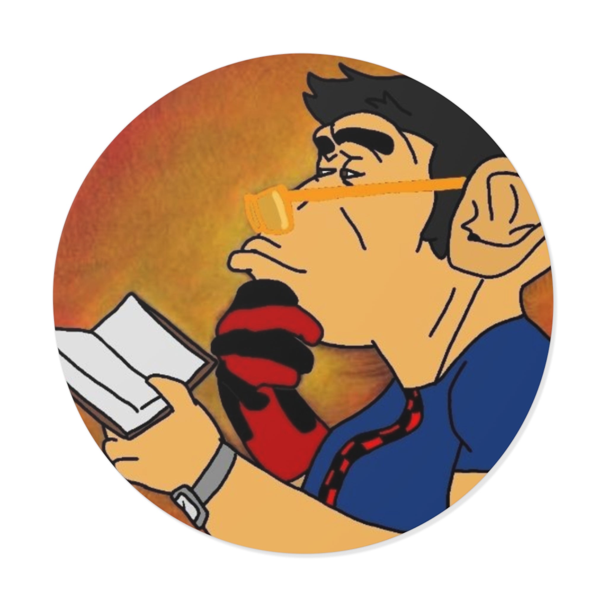 Jakecos Pondering | Round Vinyl Sticker | Designed by Happy