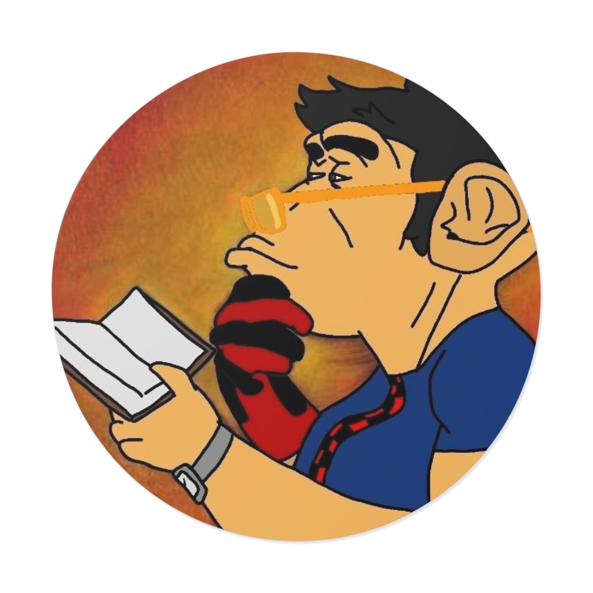 Jakecos Pondering | Round Vinyl Sticker | Designed by Happy