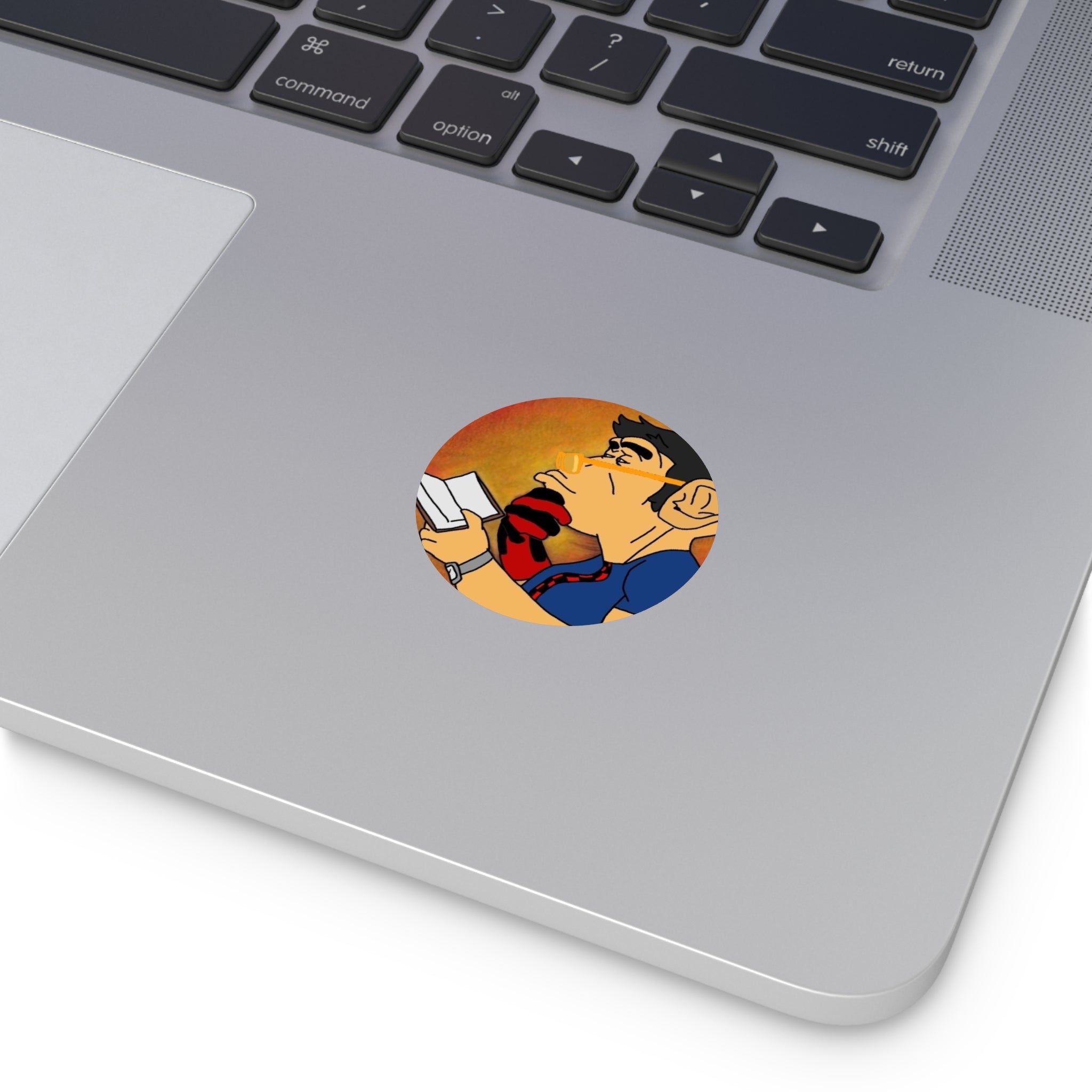 Jakecos Pondering | Round Vinyl Sticker | Designed by Happy