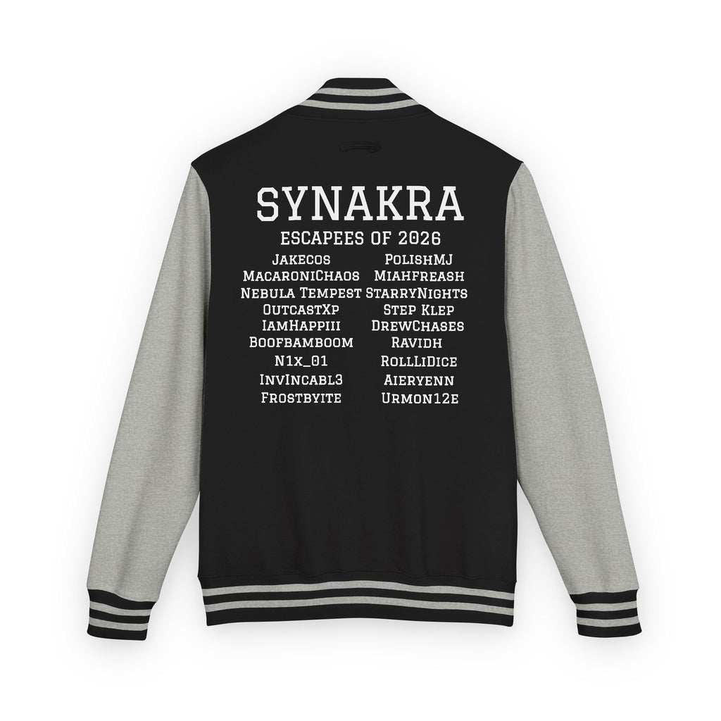 Synakra Escapees Of 2026 Varsity Jacket | Designed by Alexdonthavealastname and Chipsy