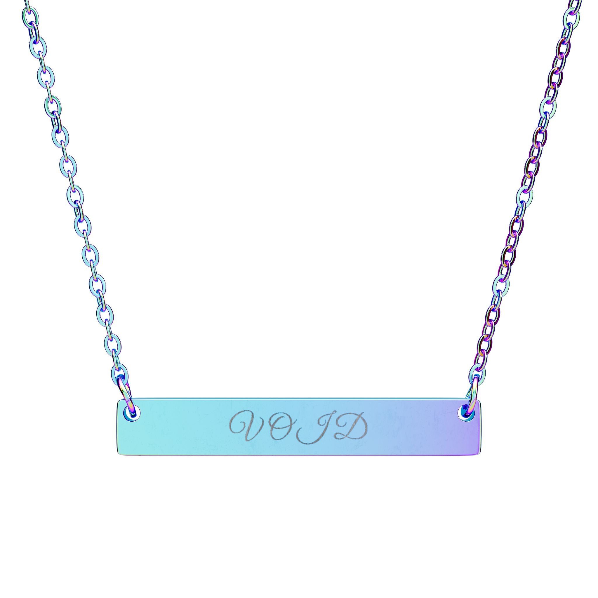 V O I D Engraved Horizontal Bar Necklace
