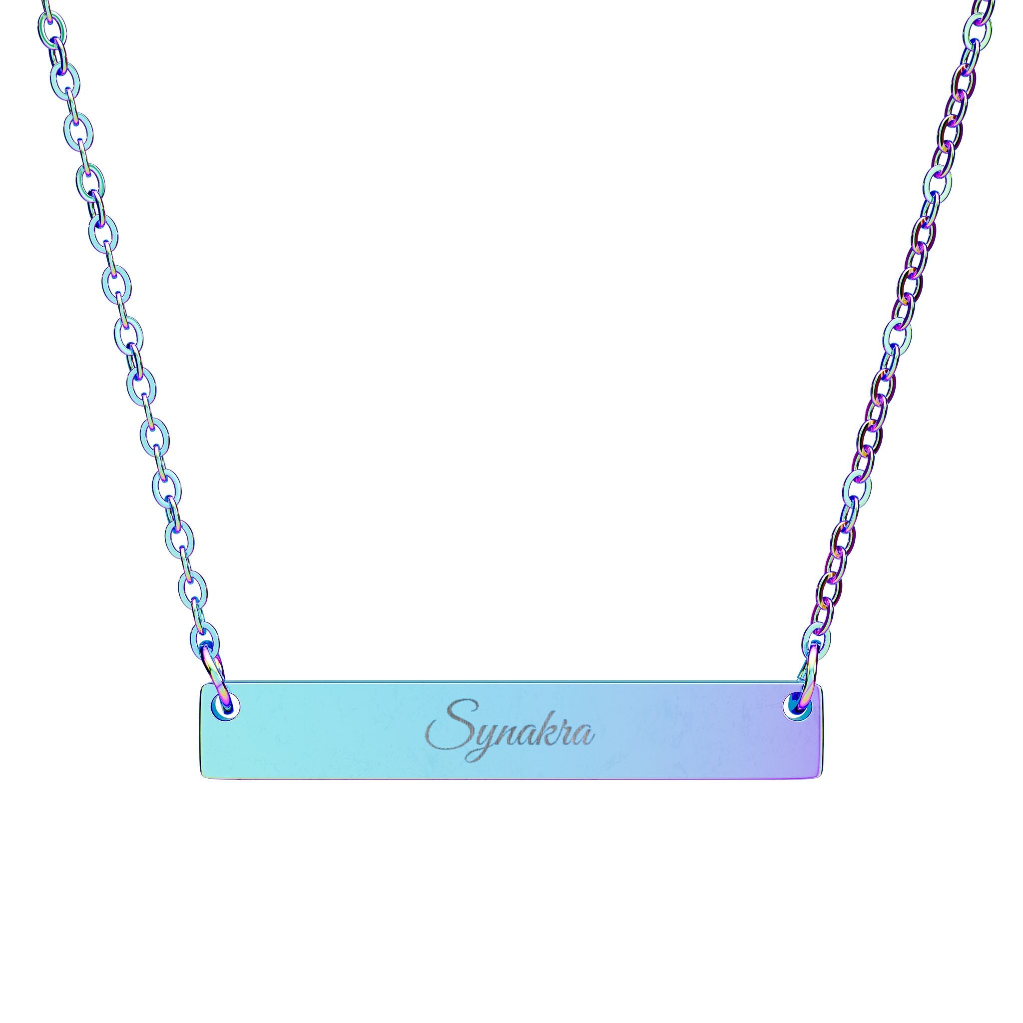Synakra Engraved Horizontal Bar Necklace